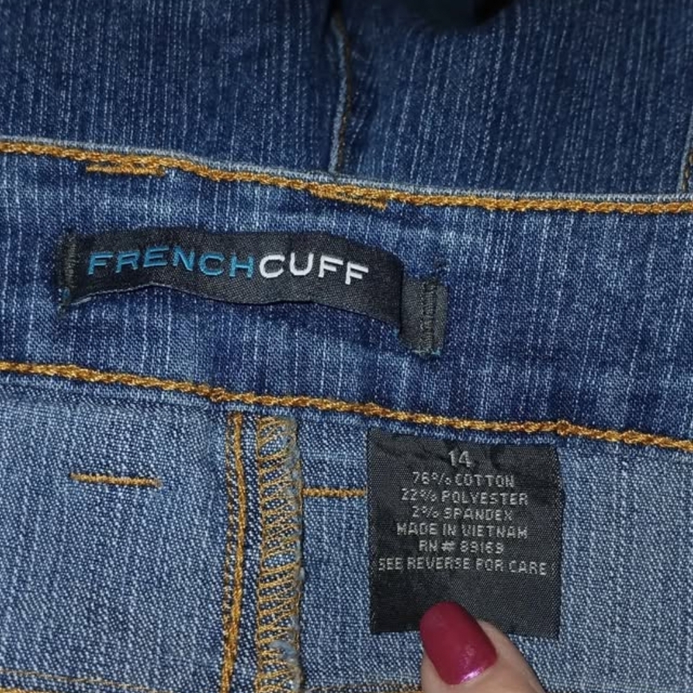 French Cuff Women's Dark Blue High-Rise Denim Jeans